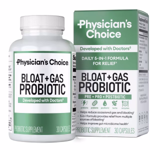 Physician's Choice Bloat & Gas 5-in-1 Probiotic for Digestion Support & Gas Relief, 30 Count